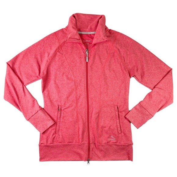 LL Bean Medium Jacket Cotton Blend Full Zip Pink Peach Women's Running Athletic - Picture 3 of 15